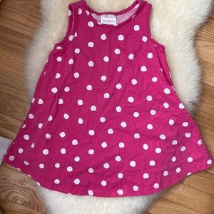 Pink tunic dress with white polka dots